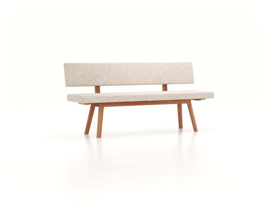 Polsterbank Mirato mit Rückenlehne, L 180 x T 56,5 x H 86 cm, Sitzbreite 179,5cm, Wollstoff Tano Natur Hell (80), Eiche