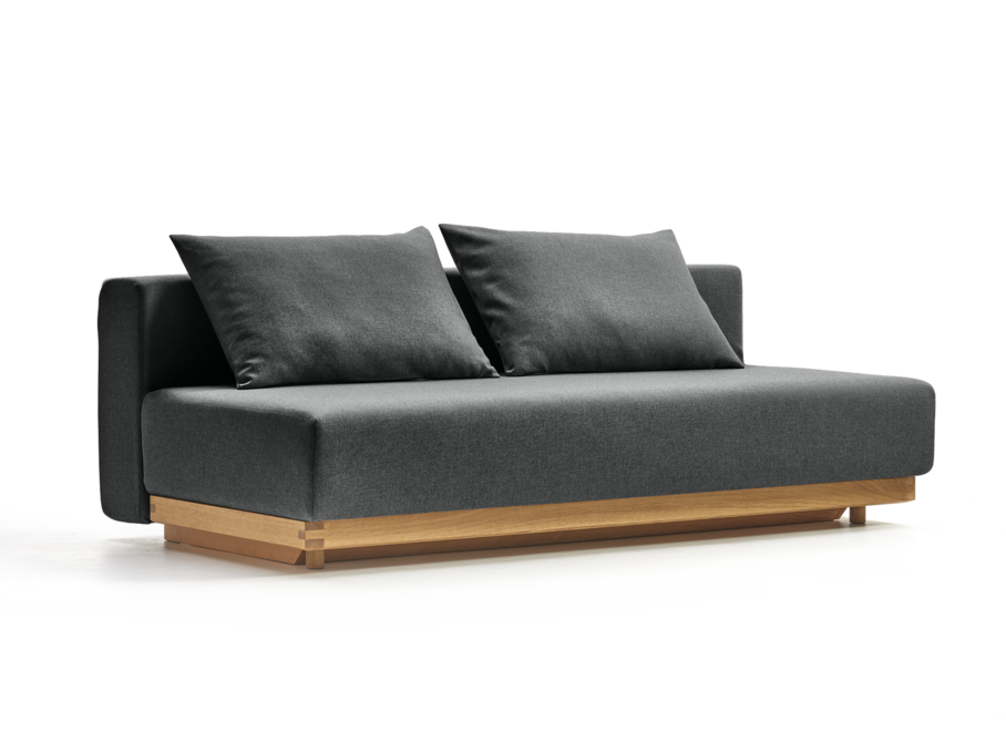 Schlafsofa Nebo, Bezug Wollstoff Kaland Schiefer, Eiche, inkl. 2 Kissen