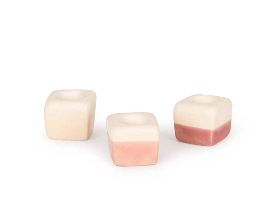 Duftwürfel aus Keramik, 3 Stk. je 3 x 3 x 2,7 cm, rosenholz, teerose und natur