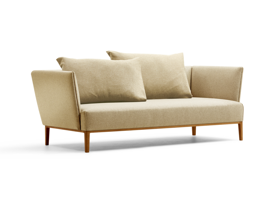 Lorea 2er-Sofa, Eiche, mit Bezug Wollstoff Stavang Sand
