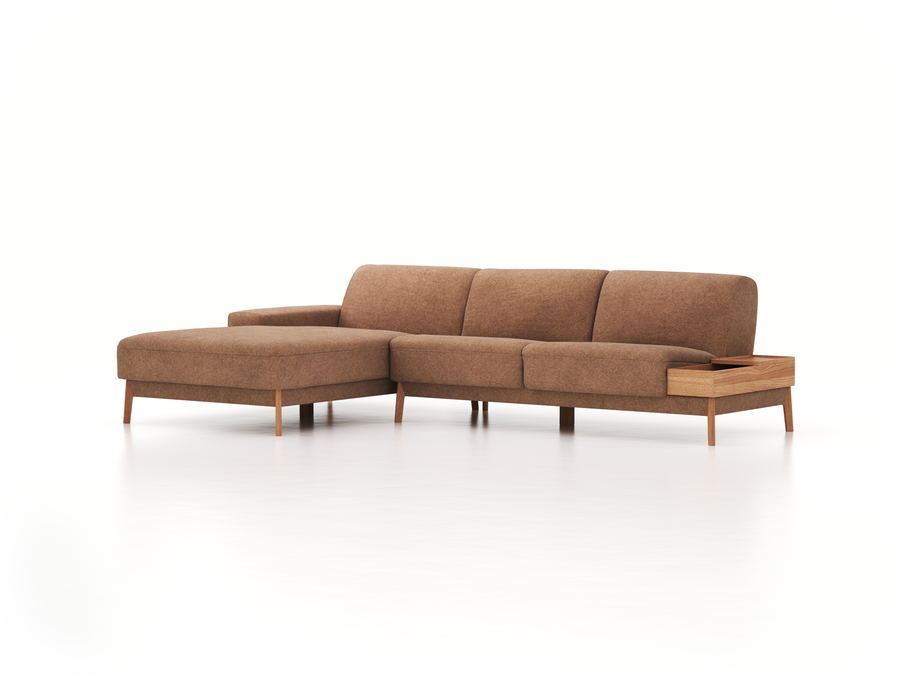 Lounge-Sofa Alani, B 300 x T 179 cm, Liegeteil links, Sitzhöhe in cm 44, mit Bezug Wollstoff Stavang Haselnuss (65), Eiche