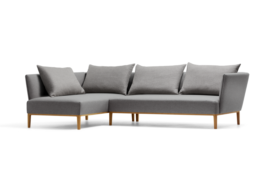 Lorea Ecksofa, Eiche, mit Bezug Wollstoff Elverum Mocca