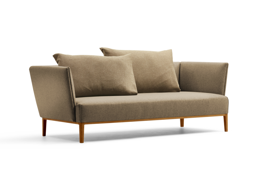 Lorea 2er-Sofa, Eiche, mit Bezug Wollstoff Stavang Haselnuss