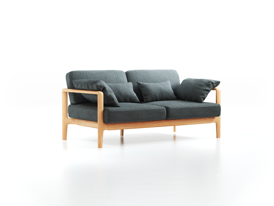 Einzelsofa Linera, schmal, Wollstoff Stavang Stein (61), Buche