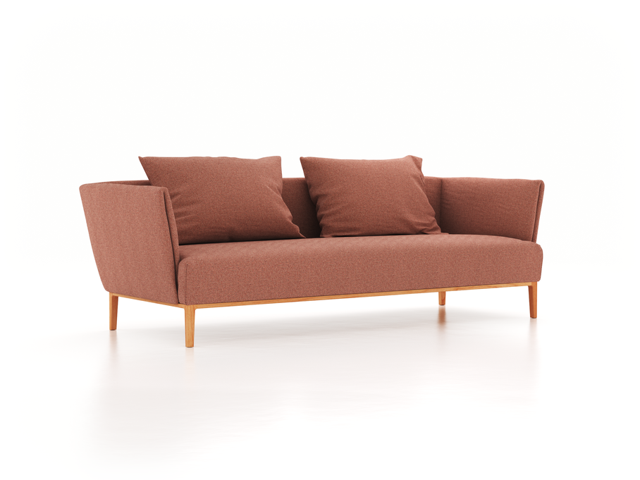 3er Sofa Lorea, B 235 x T 92,5 cm, mit Bezug Wollstoff Elverum Ziegel (85), Buche