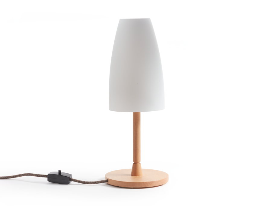 Tischleuchte Rotonda mit Glas, Buche