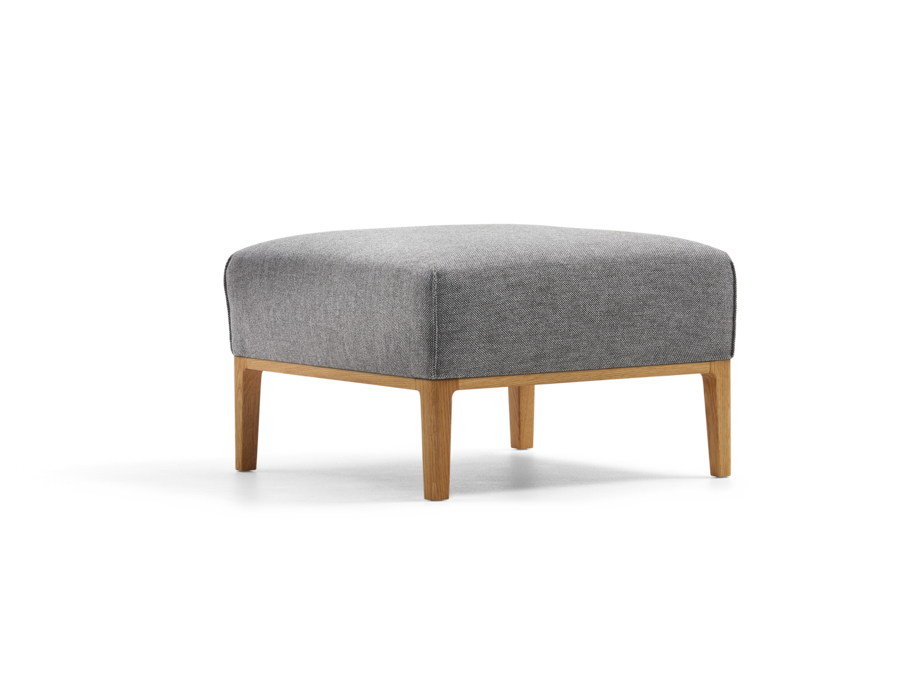 Hocker Lorea, Eiche, mit Bezug Wollstoff Elverum Mocca