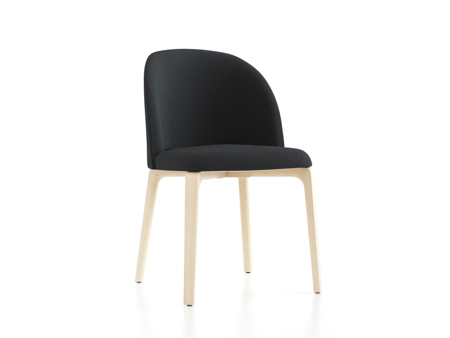 Stuhl Belmont ohne Armlehne 54X60/45X83/48 cm, mit Bezug, Wollstoff Kaland Schiefer (67), Esche