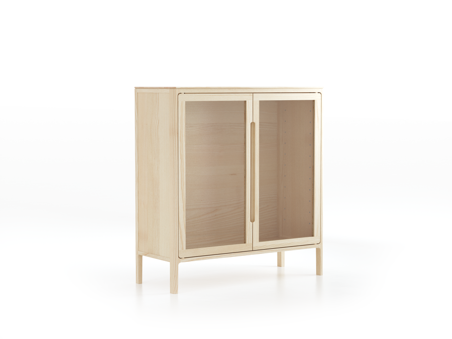 Vitrine Tenso, H= 106.4, Türfüllung Glas, Esche