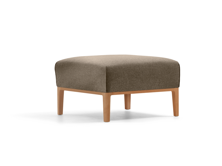 Hocker Lorea, Buche, mit Bezug Wollstoff Kaland Torf