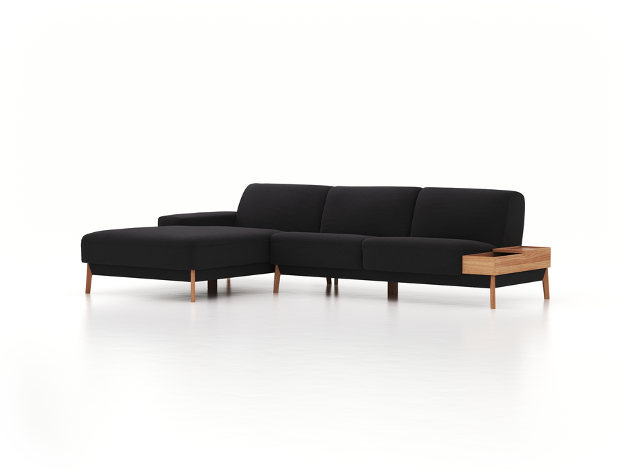 Lounge-Sofa Alani, B 300 x T 179 cm, Liegeteil links, Sitzhöhe in cm 44, mit Bezug Wollstoff Kaland Schiefer (67), Eiche