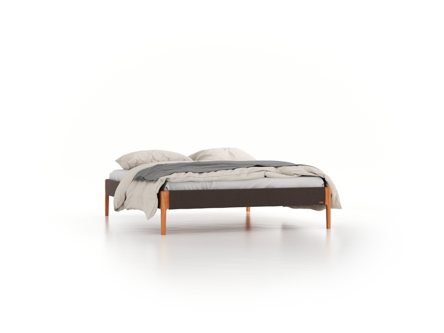Bett Lorea ohne Betthaupt, 160 x 200 cm, Wollstoff Tano Natur Dunkel (81), Buche