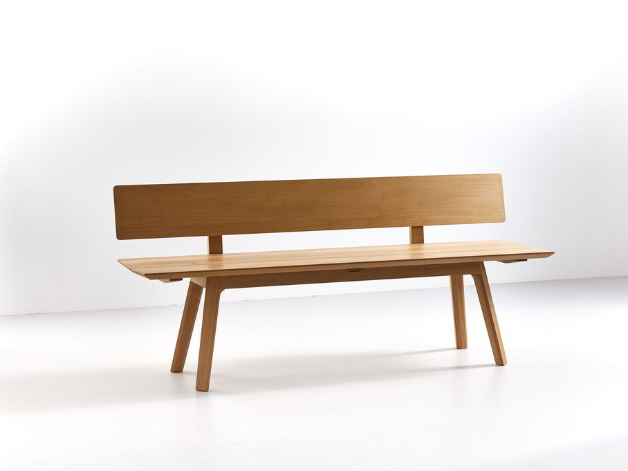 Holzbank Mirato mit Rückenlehne, Eiche, L 180 x T 53,5 x H incl. RL 83,3 cm