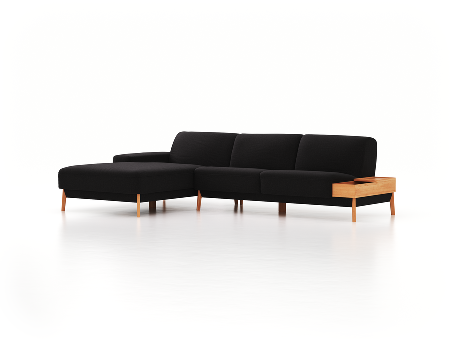 Lounge-Sofa Alani, B 300 x T 179 cm, Liegeteil links, Sitzhöhe in cm 44, mit Bezug Wollstoff Stavang Schiefer (60), Buche