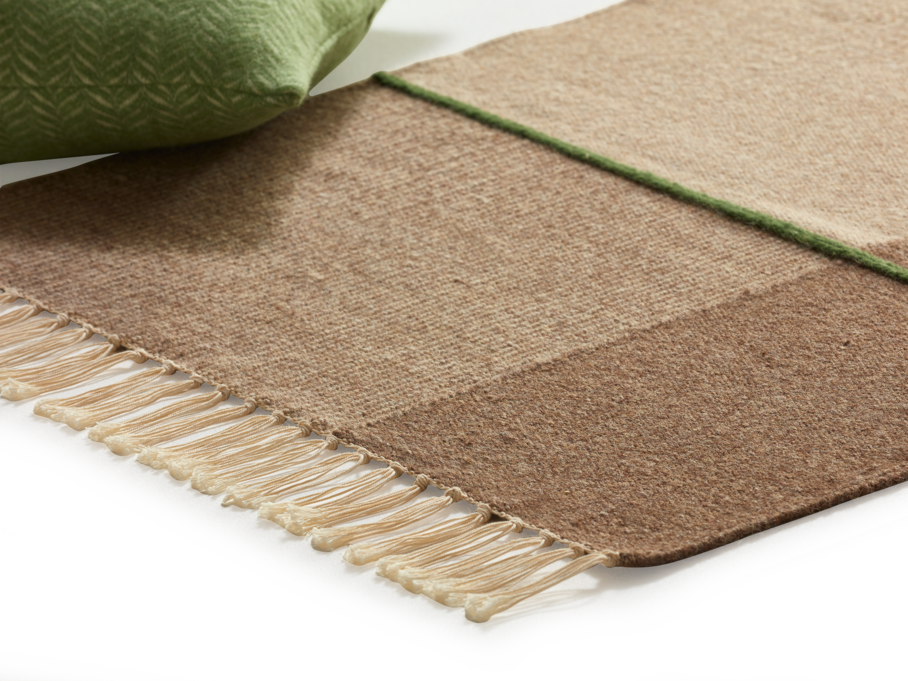 Naturteppich Kelim Mata, Sand/Lorbeer