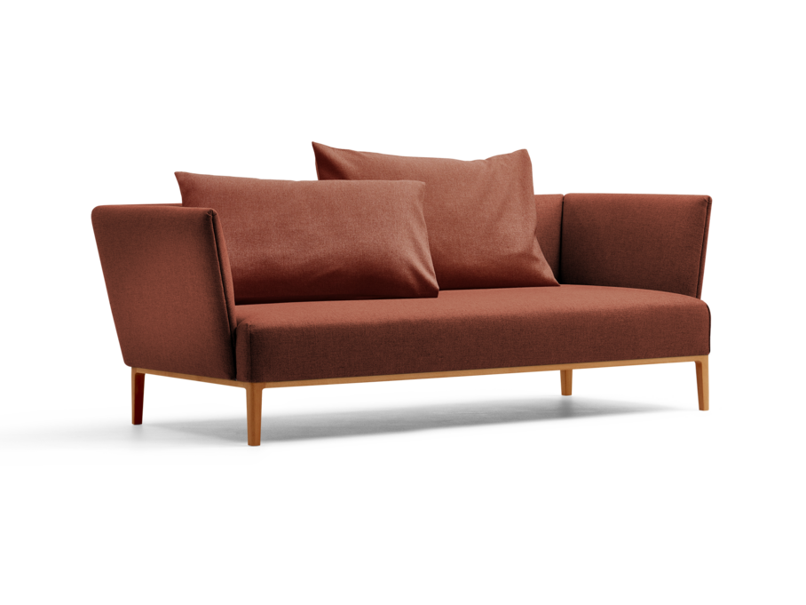 Lorea 2er-Sofa, Buche, mit Bezug Wollstoff Kaland Ziegel
