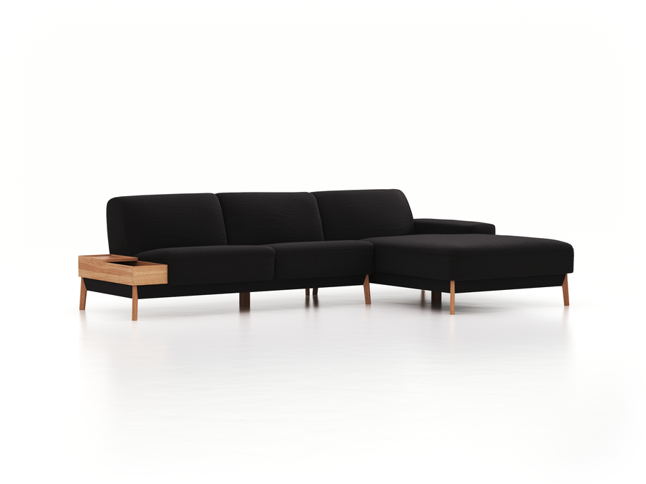 Lounge-Sofa Alani, B 300 x T 179 cm, Liegeteil rechts, Sitzhöhe in cm 44, mit Bezug Wollstoff Stavang Schiefer (60), Eiche
