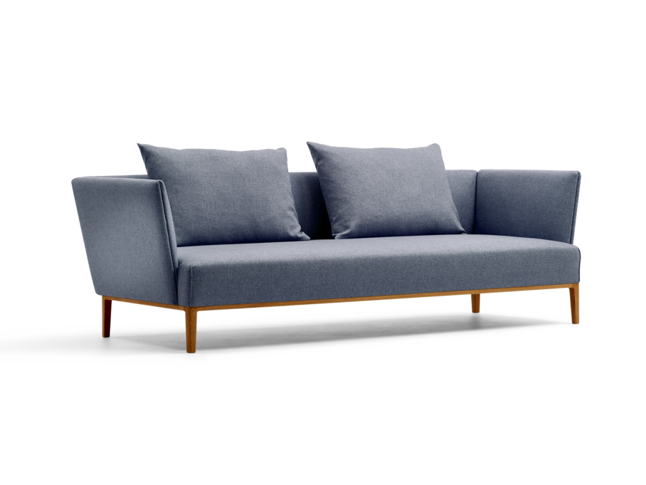 Lorea 3er-Sofa, Eiche, mit Bezug Wollstoff Elverum Ozean