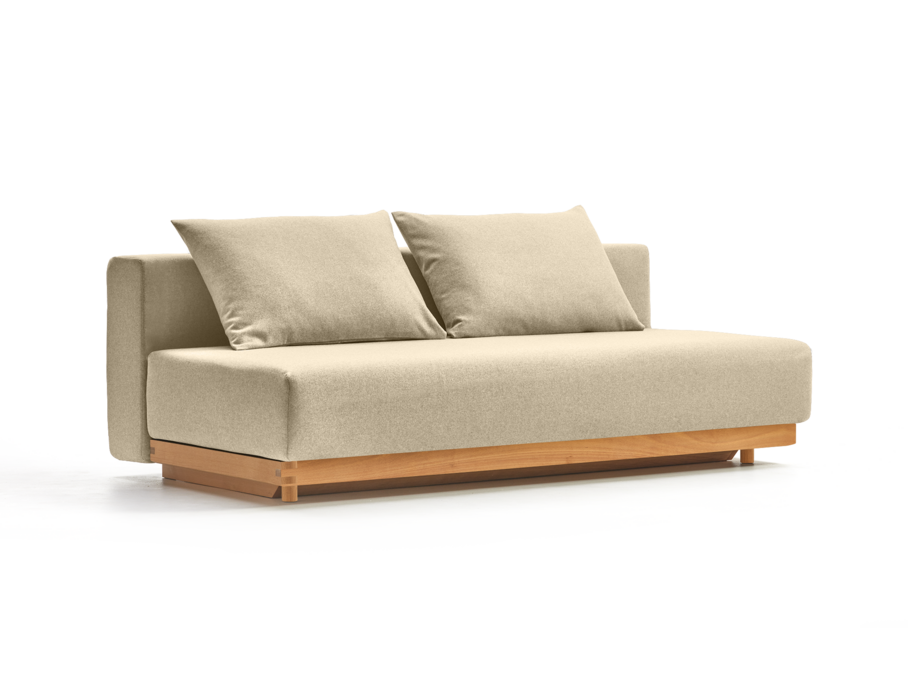 Schlafsofa Nebo, Bezug Wollstoff Stavang Sand, Buche, inkl. 2 Kissen 