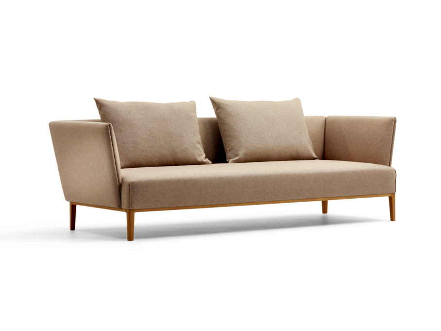 Lorea 3er-Sofa, Eiche, mit Bezug Wollstoff Elverum Haselnuss