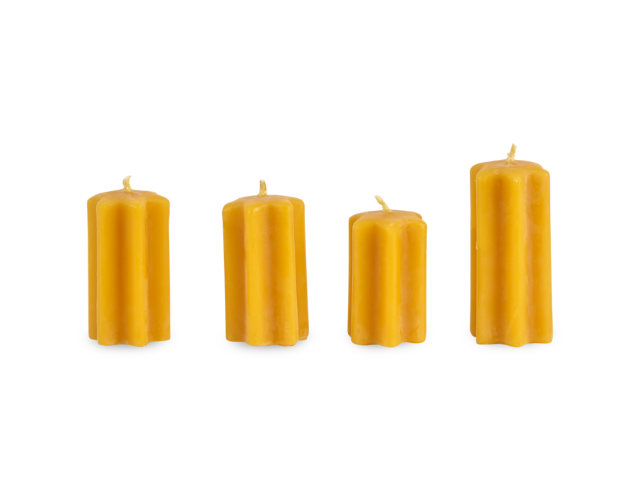 4er-Set Adventkranzkerzen aus Bienenwachs, Sternenform