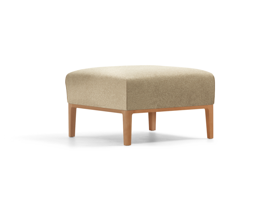 Hocker Lorea, Buche, mit Bezug Wollstoff Stavang Sand