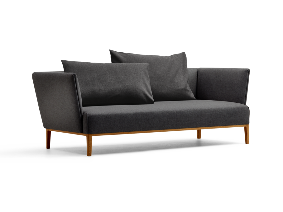 Lorea 2er-Sofa, mit Bezug Wollstoff Kaland Schiefer