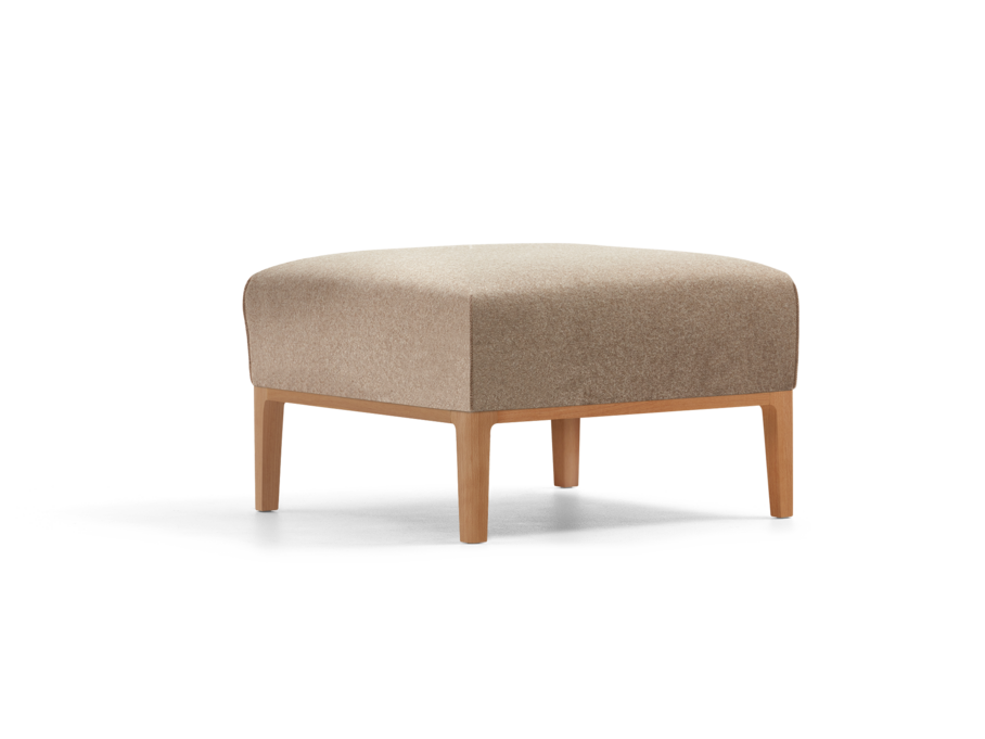 Hocker Lorea, Buche, mit Bezug Wollstoff Stavang Haselnuss