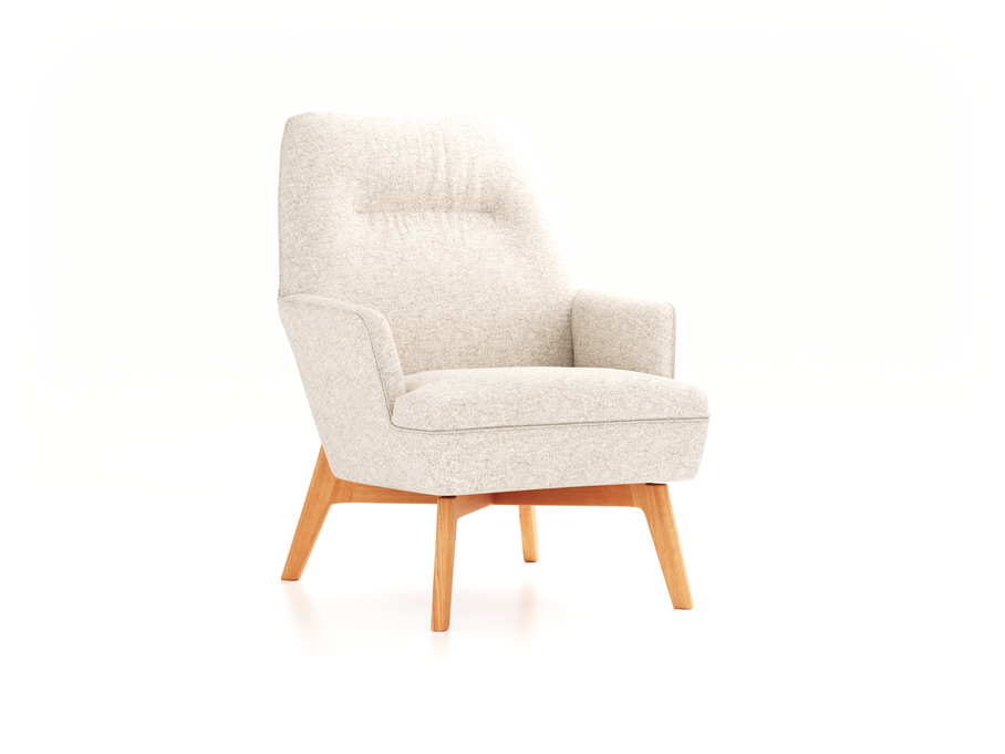 Fauteuil Coppa mit Bezug, Wollstoff Tano Natur Hell (80), Buche