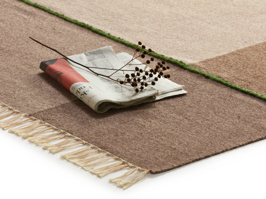 Naturteppich Kelim Mata, Sand/Lorbeer