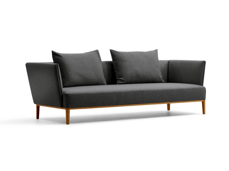Lorea 3er-Sofa, Eiche, mit Bezug Wollstoff Stavang Schiefer