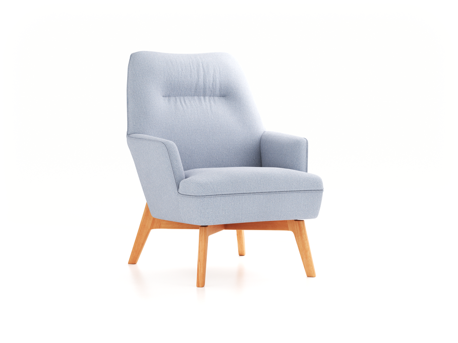 Fauteuil Coppa mit Bezug, Wollstoff Elverum Blaugrau (83), Buche
