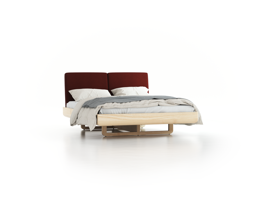 Bett Almara, 160 x 200 cm, mit Überzug Wollstoff Kaland Ziegel (72), Esche