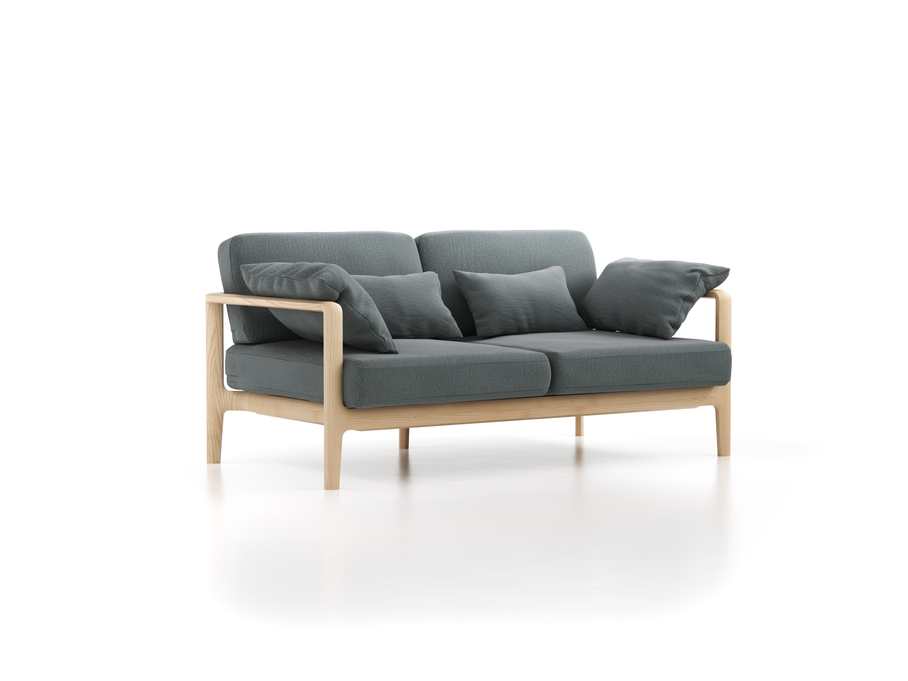 Einzelsofa Linera, Einzelsofa schmal, Wollstoff Elverum Grüngrau (84), Esche