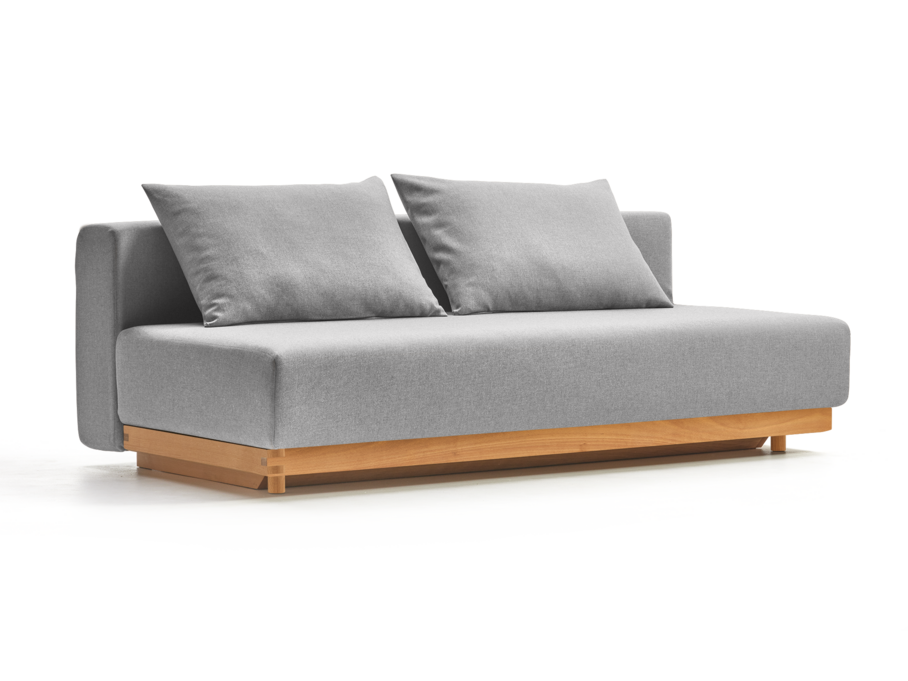 Schlafsofa Nebo, Bezug Wollstoff Kaland Kiesel, Buche, inkl. 2 Kissen