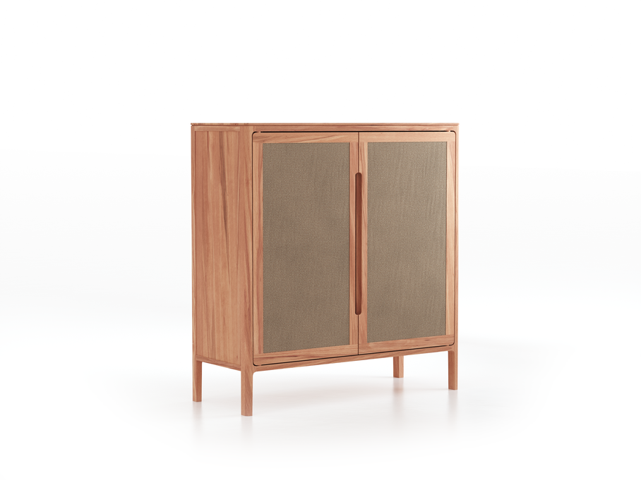 Vitrine Tenso, H= 106.4, Türfüllung Wollstoff Elverum Haselnuss (74), Kernbuche