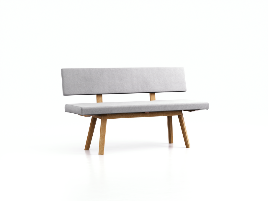 Polsterbank Mirato mit Rückenlehne, Eiche, Bezug Wollstoff Stavang Kiesel, L 150 x T 56,5 x H 86 cm