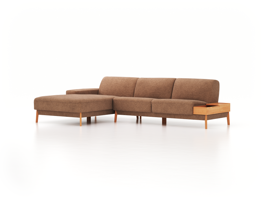 Lounge-Sofa Alani, B 300 x T 179 cm, Liegeteil links, Sitzhöhe in cm 44, mit Bezug Wollstoff Stavang Haselnuss (65), Buche