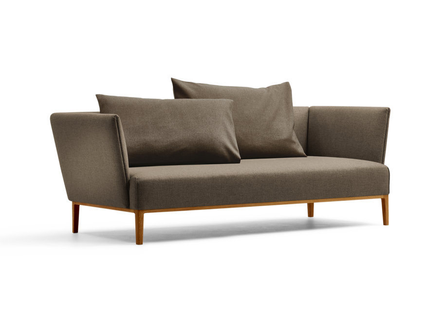 Lorea 2er-Sofa, Eiche, mit Bezug Wollstoff Kaland Torf