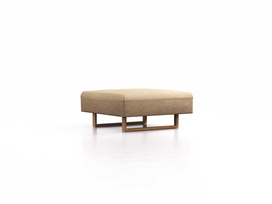 Hocker Sereno, B96xT96cm, Sitzhöhe 43 cm, Kufenfuß Eiche, Wollstoff Stavang Sand