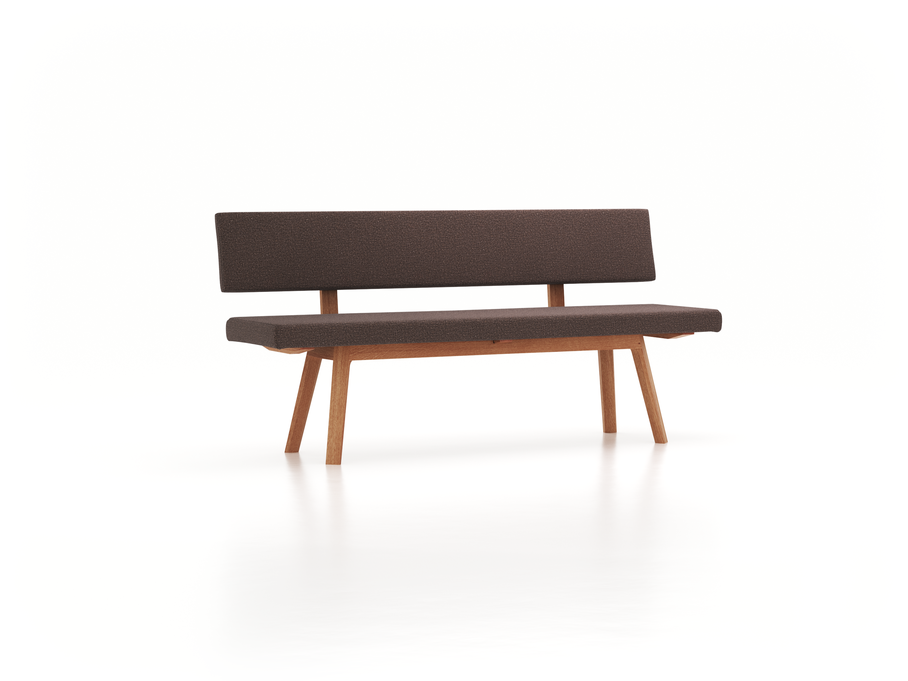 Polsterbank Mirato mit Rückenlehne, L 180 x T 56,5 x H 86 cm, Sitzbreite 179,5cm, Wollstoff Tano Natur Dunkel (81), Eiche
