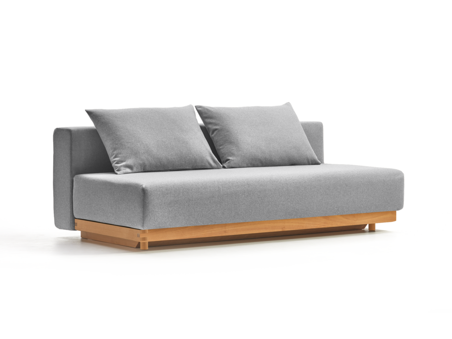 Schlafsofa Nebo, Bezug Wollstoff Stavang Kiesel, Buche, inkl. 2 Kissen