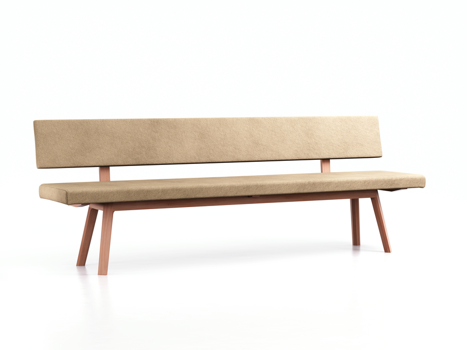Polsterbank Mirato mit Rückenlehne, Buche, Bezug Wollstoff Stavang Sand, L 240 x T 56,5 x H 86 cm