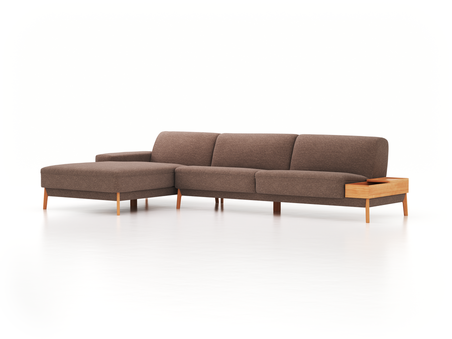 Lounge-Sofa Alani, B 340 x T 179 cm, Liegeteil links, Sitzhöhe in cm 44, mit Bezug Wollstoff Tano Natur (79), Buche