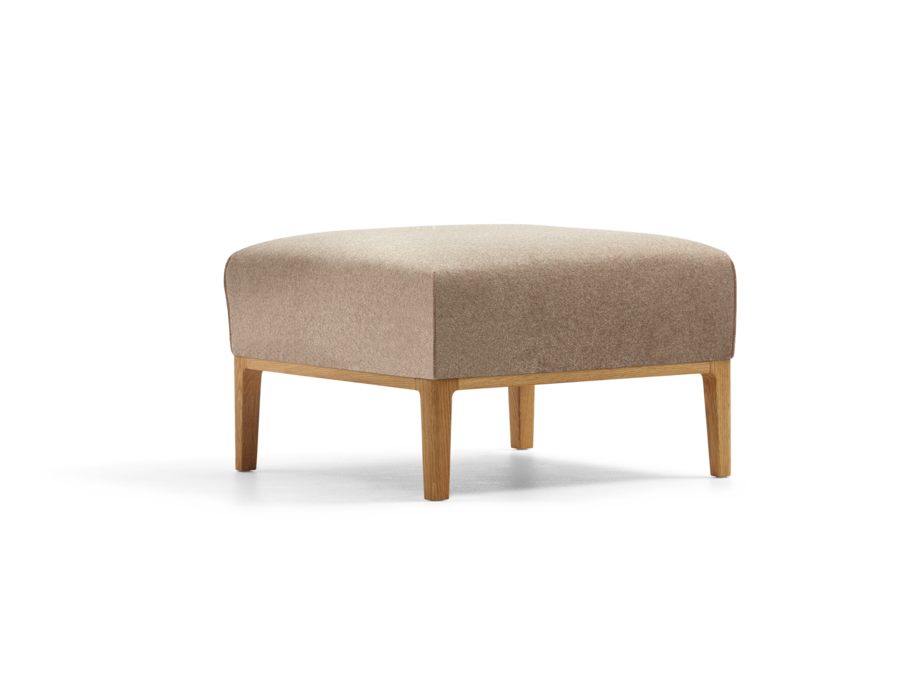 Hocker Lorea, Eiche, mit Bezug Wollstoff Stavang Haselnuss