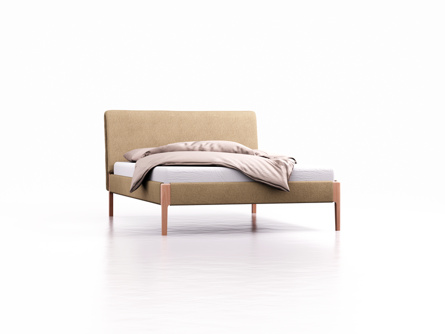 Polsterbett Lorea 140x200 cm, Buche, mit Bezug Stavang Sand