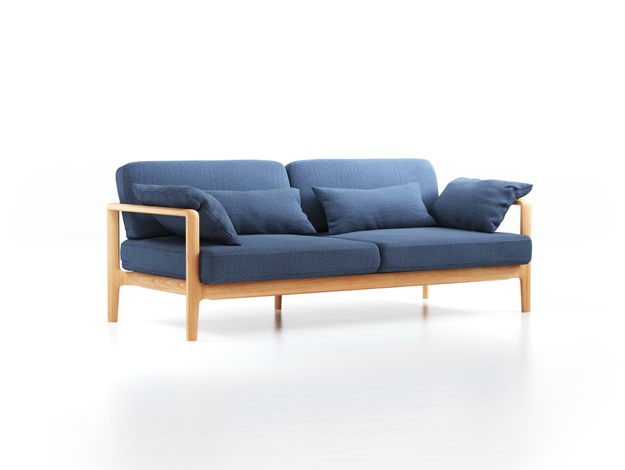 Einzelsofa Linera, breit, Wollstoff Elverum Ozean (75), Buche