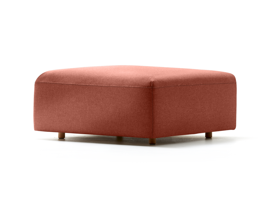 Hocker Sereno, bodennah, Buche, Wollstoff Kaland Ziegel