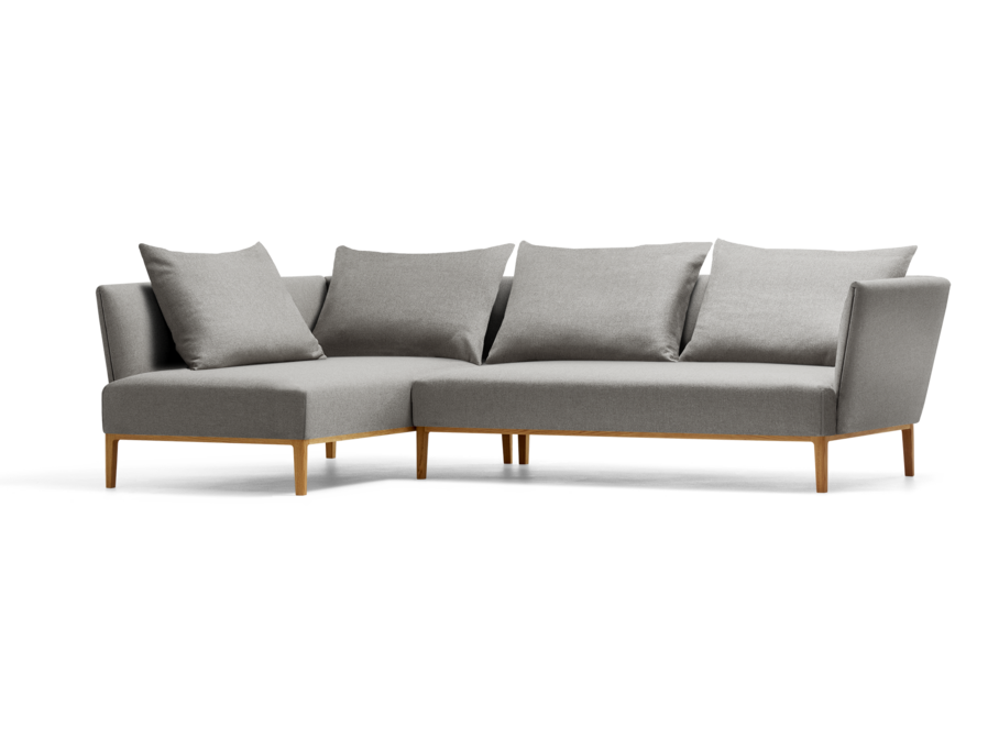 Lorea Ecksofa, Eiche, mit Bezug Wollstoff Sletta Kiesel