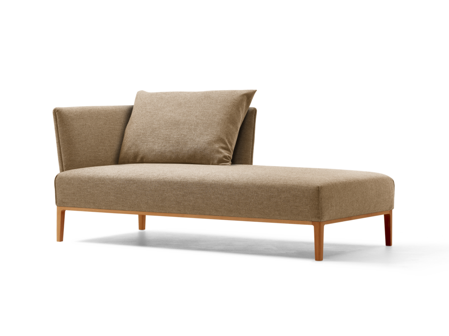 Lorea Tagesliege Armlehne links, Buche, mit Bezug Wollstoff Elverum Haselnuss